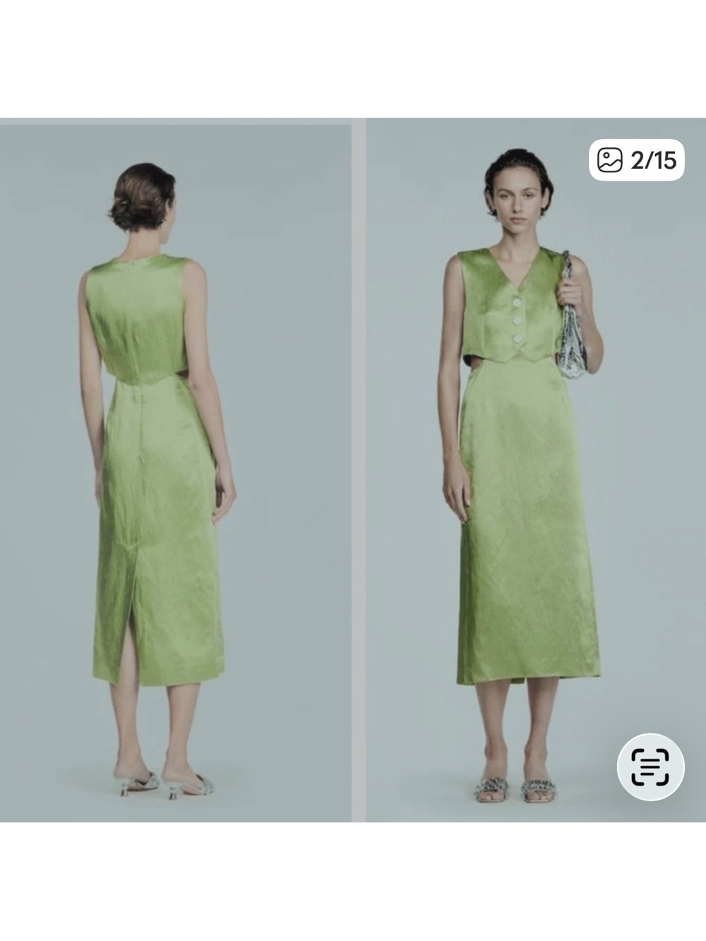 Sandro Sleeveless Light Green Midi Dress in size 38. NWT - Picture 3 of 5